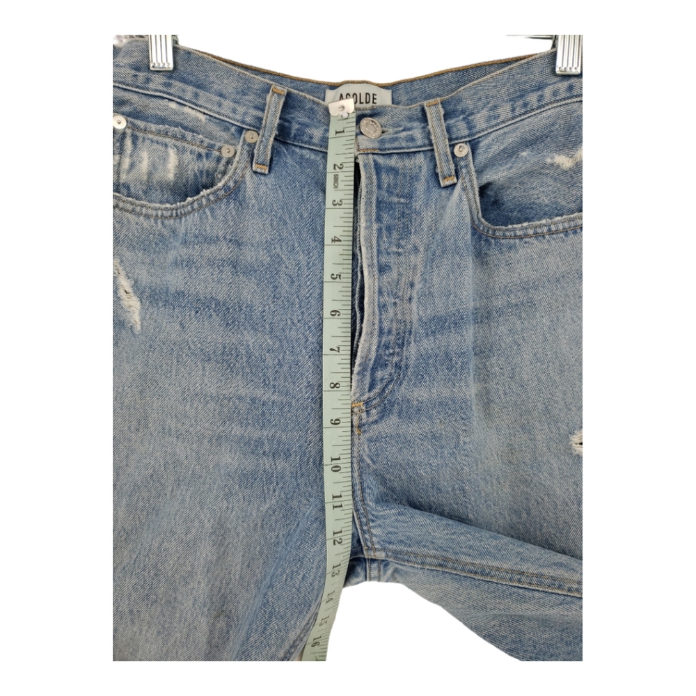 Agolde 90's Mid Rise Distressed Jeans 100% Cotton Size 27 Button Fly - Picture 7 of 13